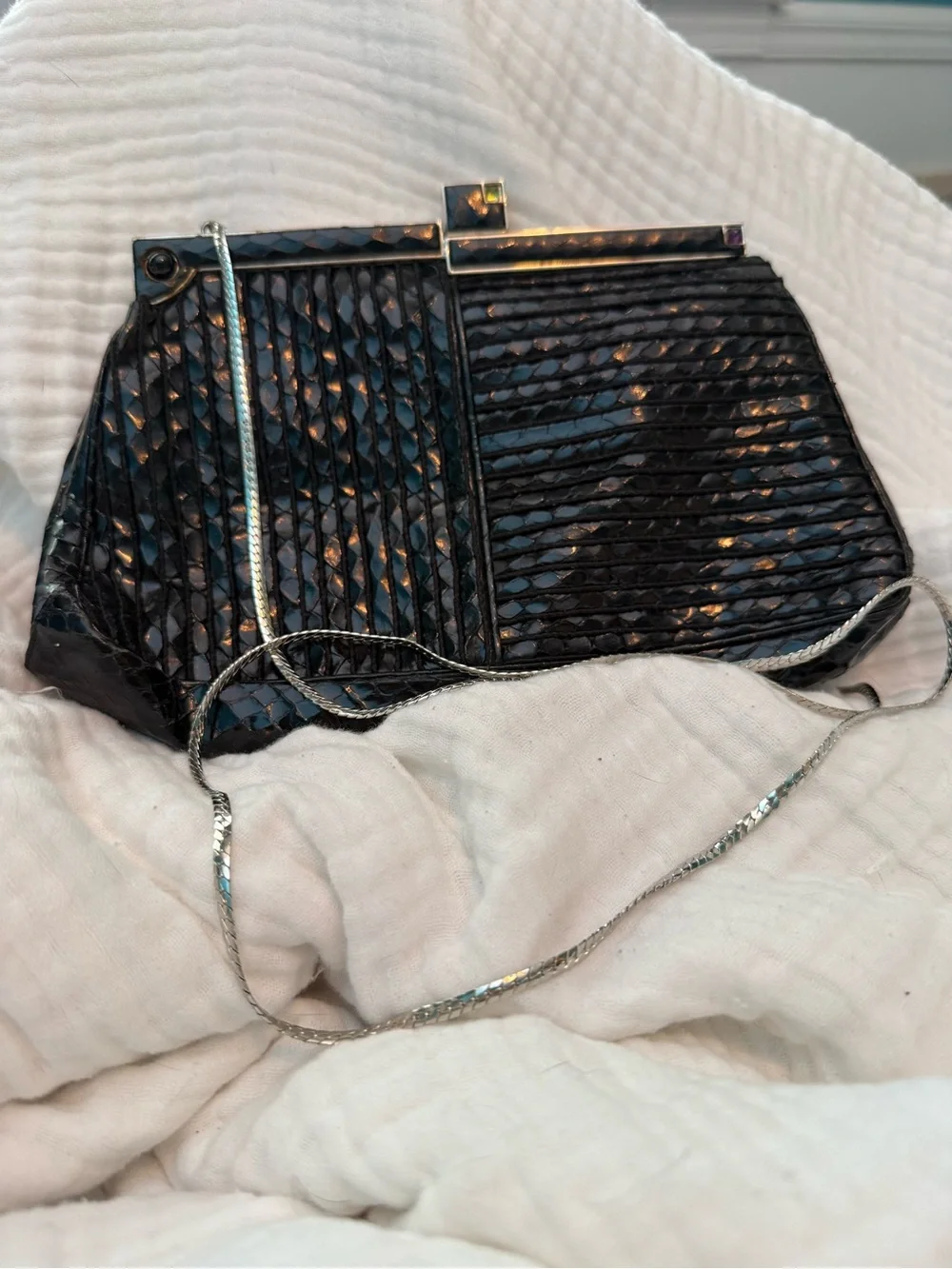 Vintage Judith Lieber evening bag with silver chain